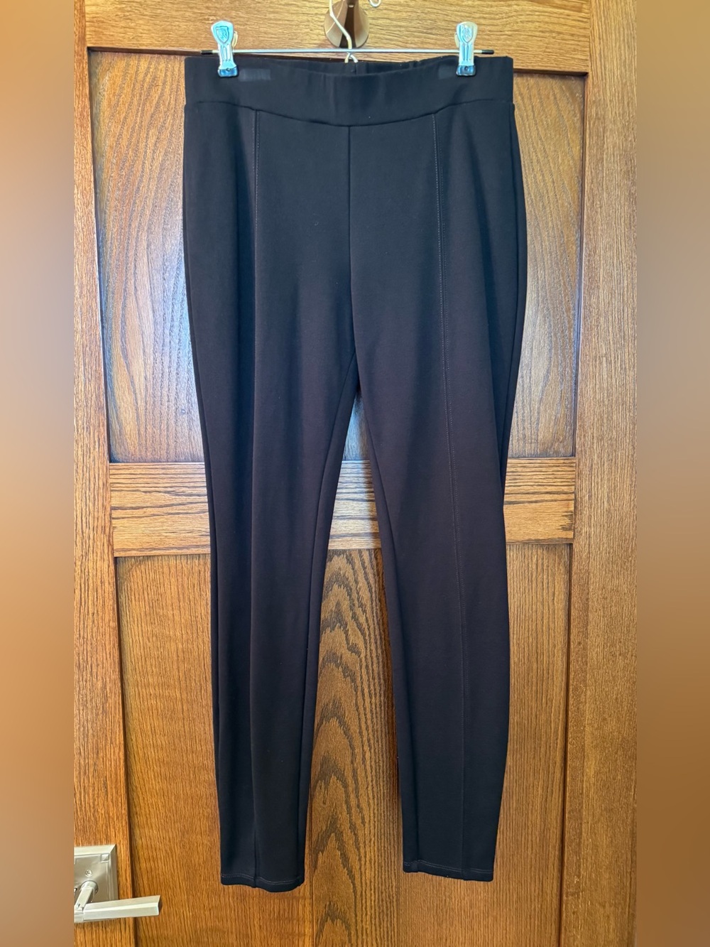 Black Ponte Knit Slim Pants - size medium